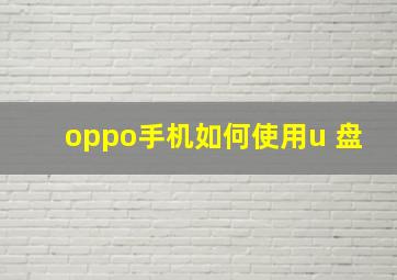 oppo手机如何使用u 盘